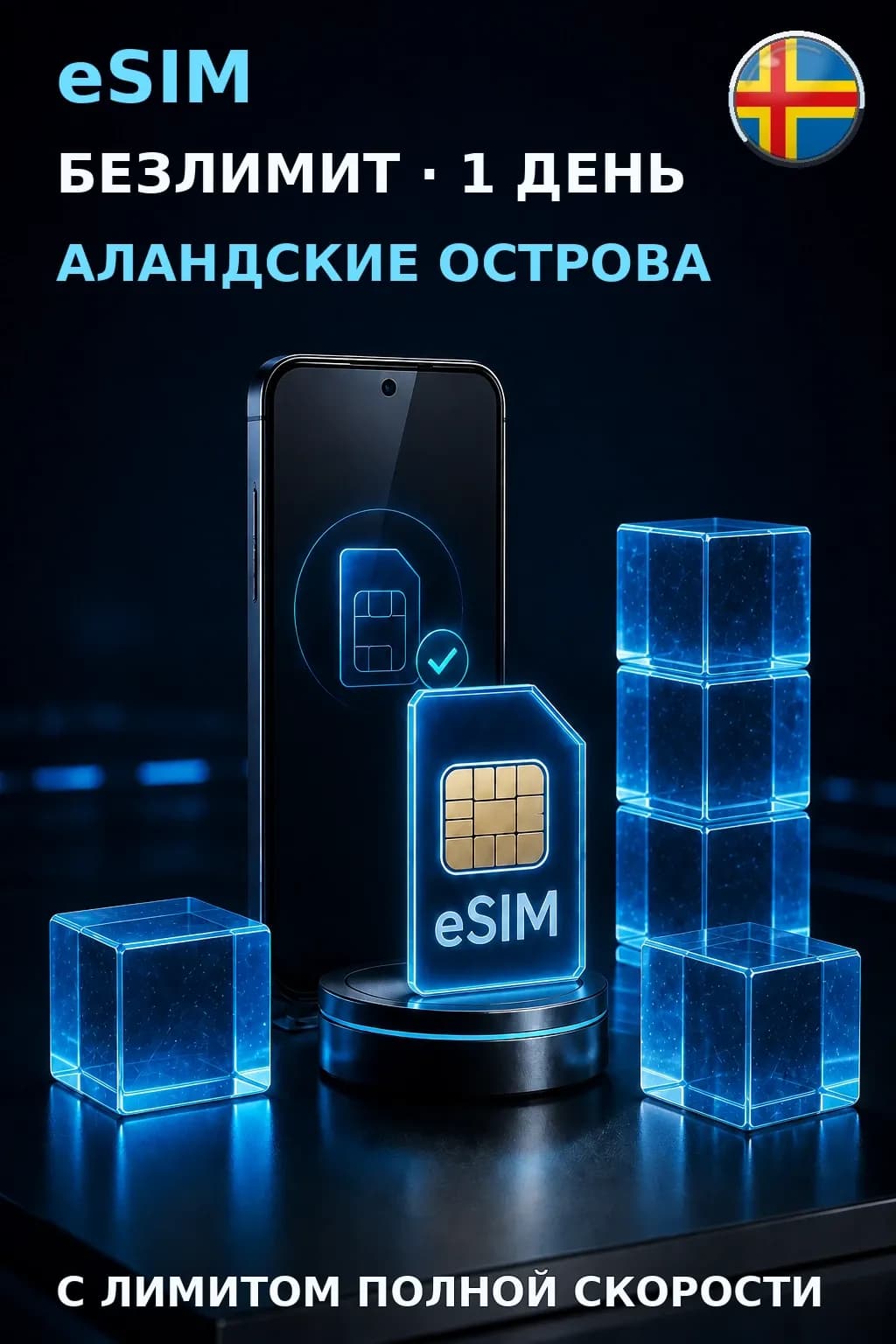 eSIM Аландские Острова — БЕЗЛИМИТ, 1 день — интернет