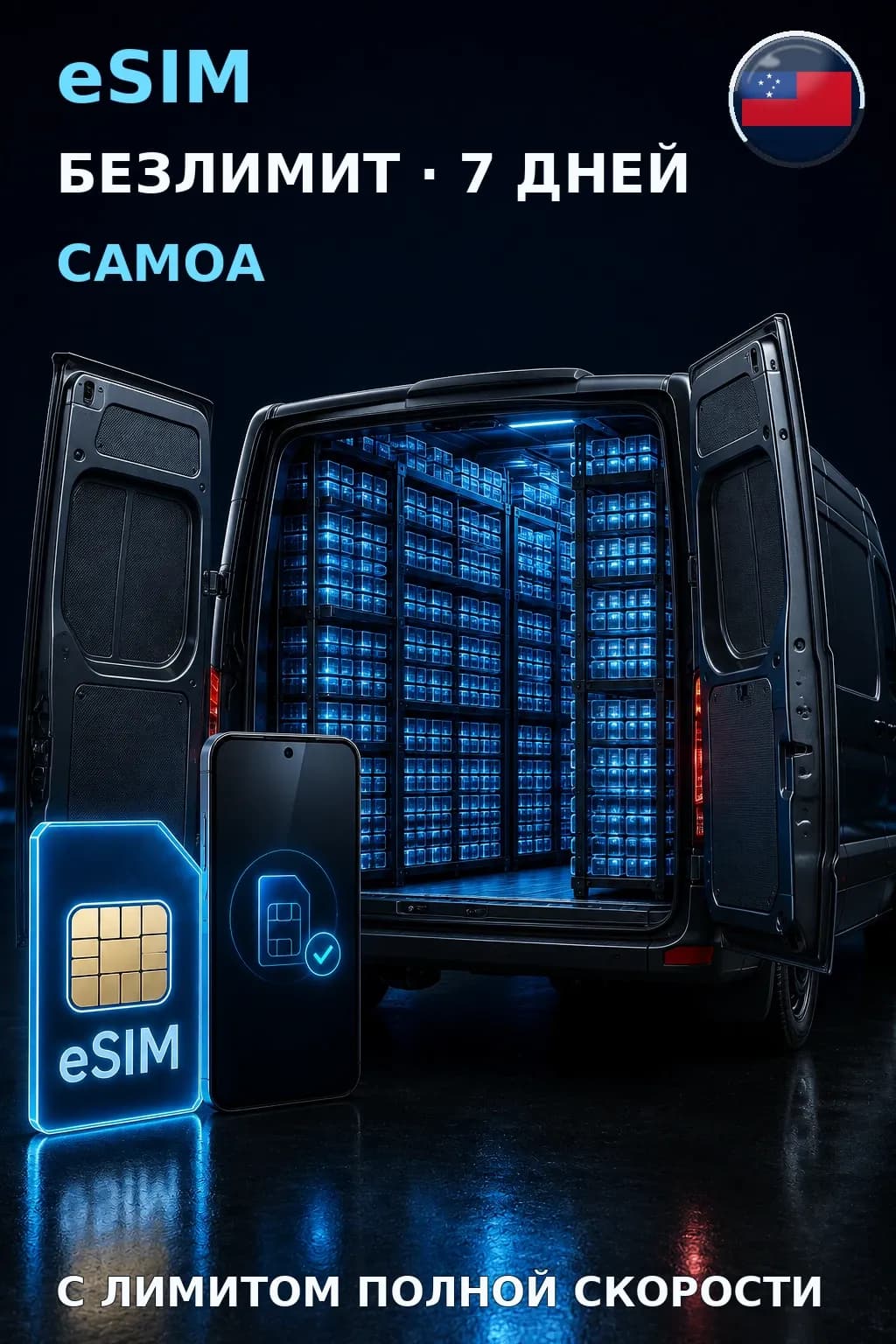 eSIM Самоа — БЕЗЛИМИТ, 7 дней — интернет