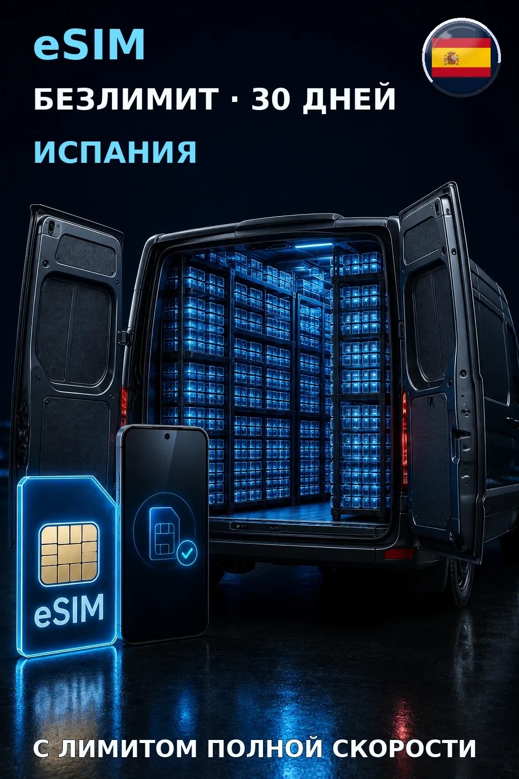 eSIM Испания — БЕЗЛИМИТ, 30 дней — интернет