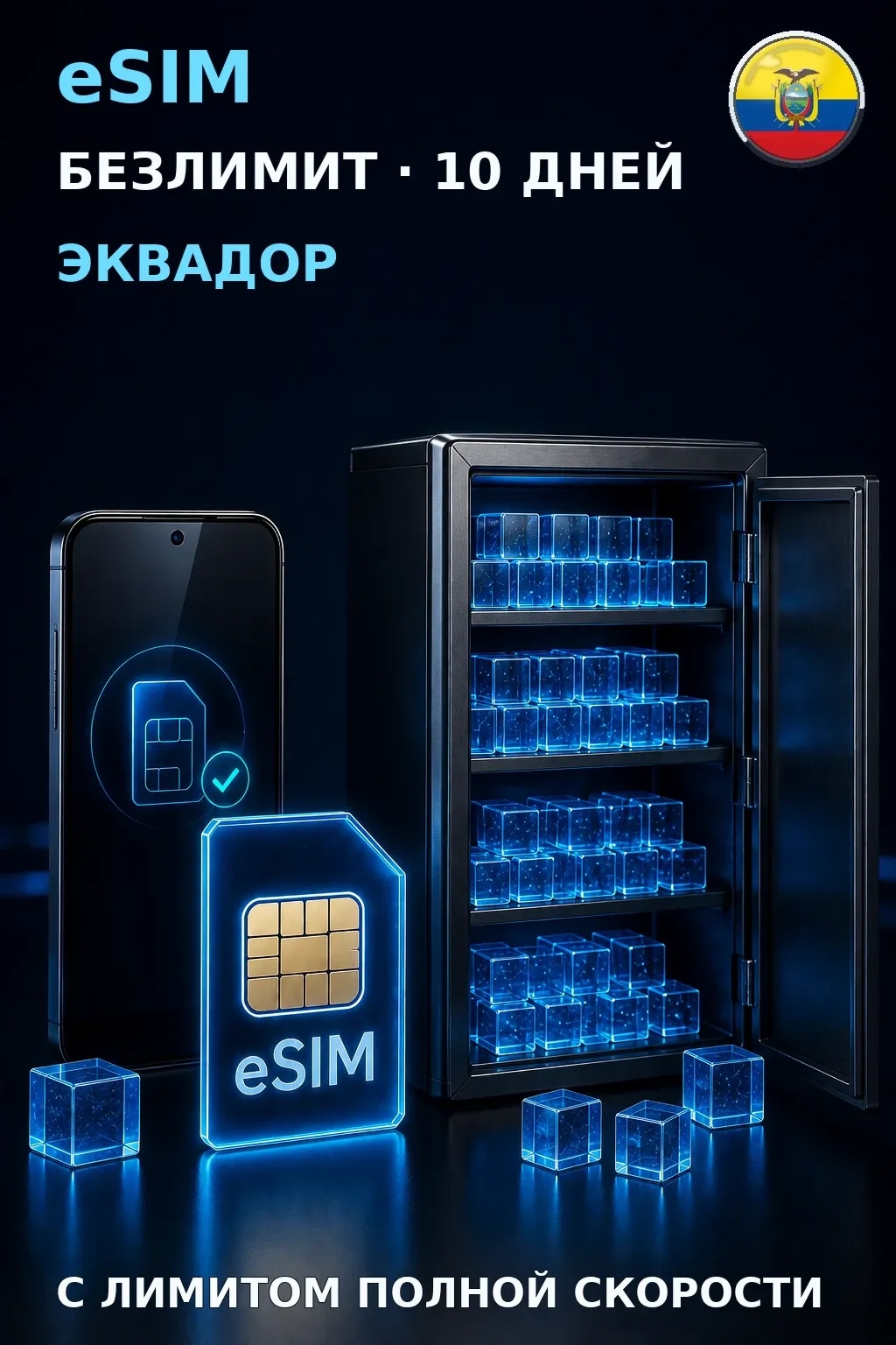 eSIM Эквадор — БЕЗЛИМИТ, 10 дней — интернет