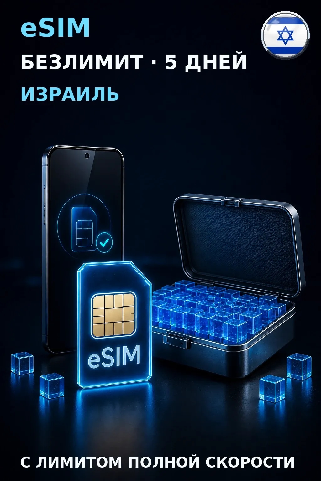 eSIM Израиль — БЕЗЛИМИТ, 5 дней — интернет