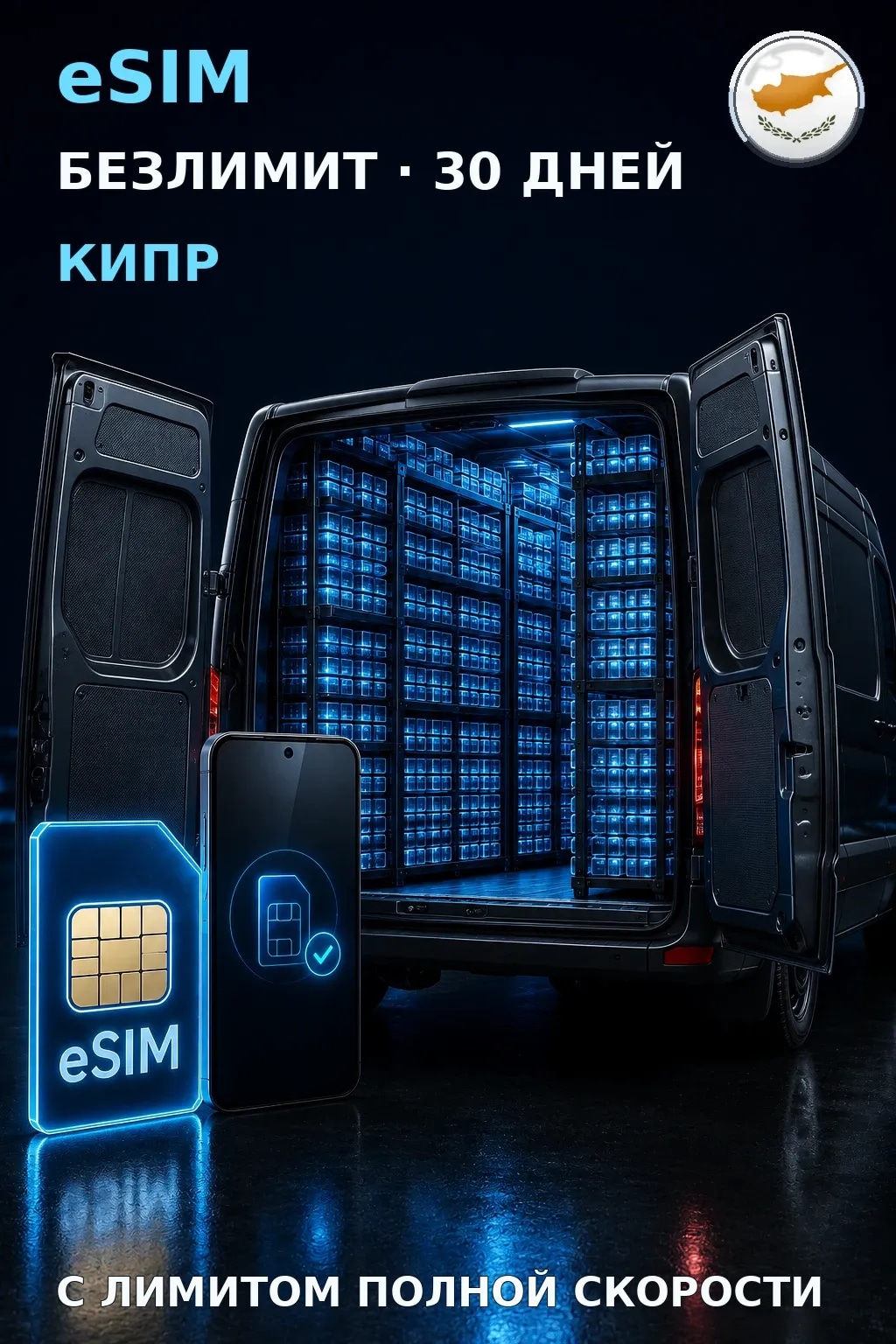 eSIM Кипр — БЕЗЛИМИТ, 30 дней — интернет