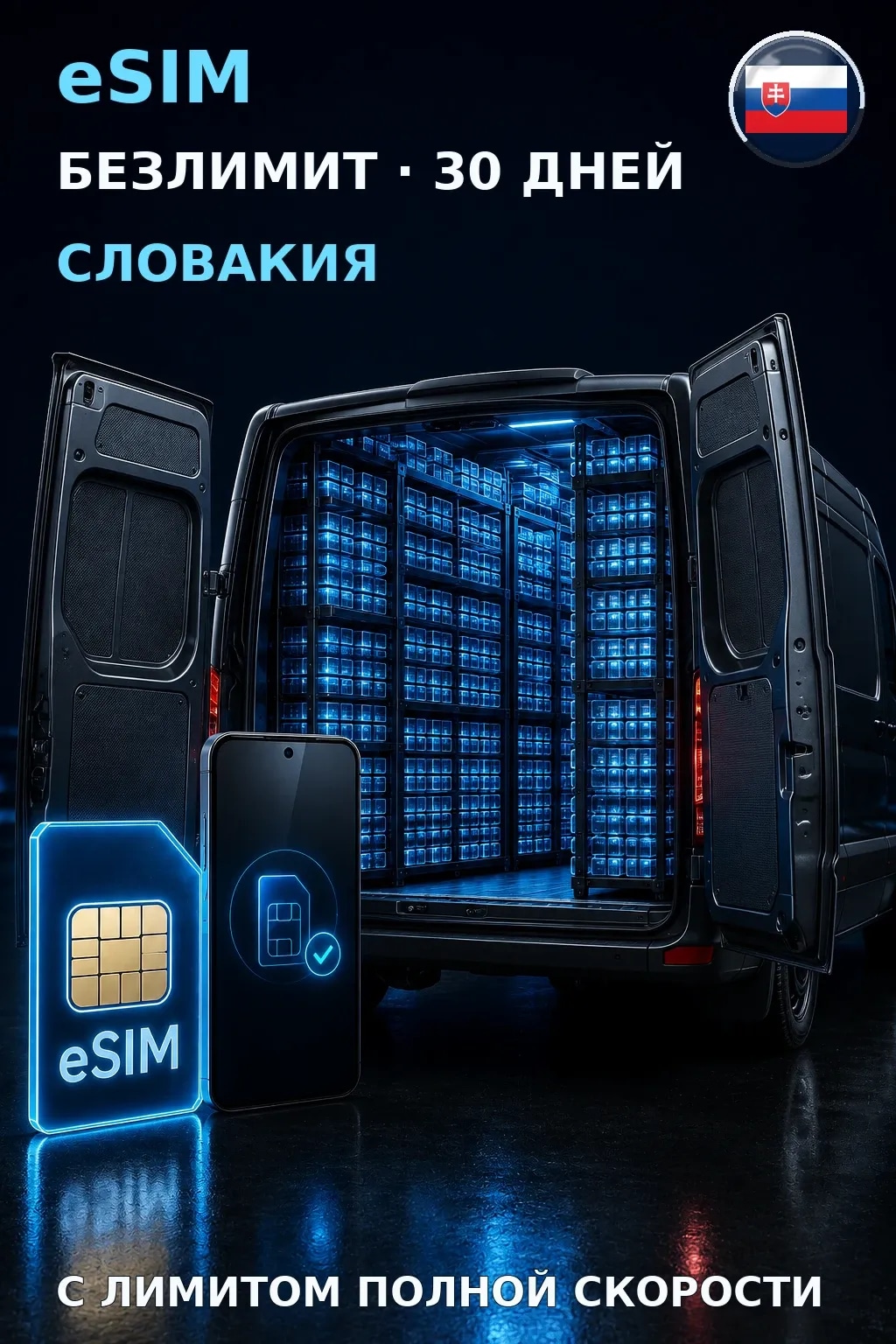 eSIM Словакия — БЕЗЛИМИТ, 30 дней — интернет