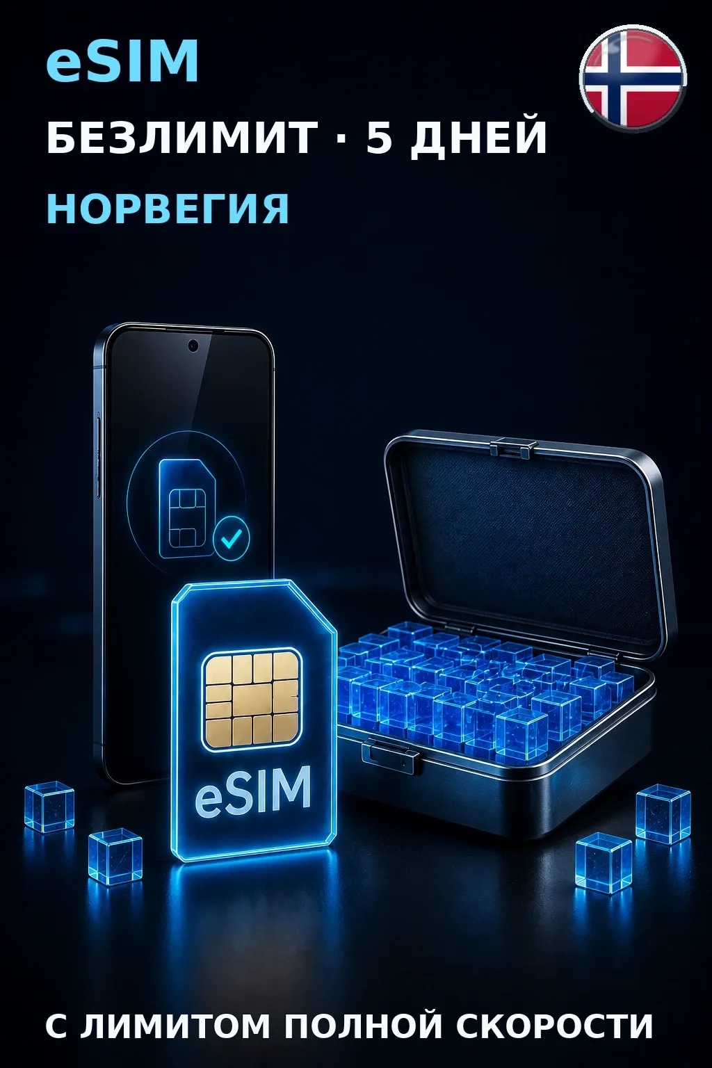 eSIM Норвегия — БЕЗЛИМИТ, 5 дней — интернет