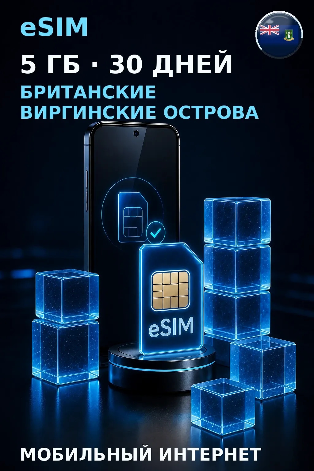 eSIM Британские Виргинские Острова — 5 ГБ, 30 дней — интернет