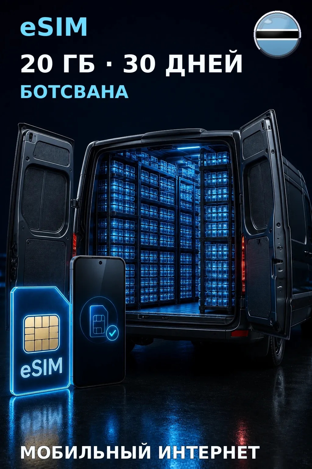 eSIM Ботсвана — 20 ГБ, 30 дней — интернет