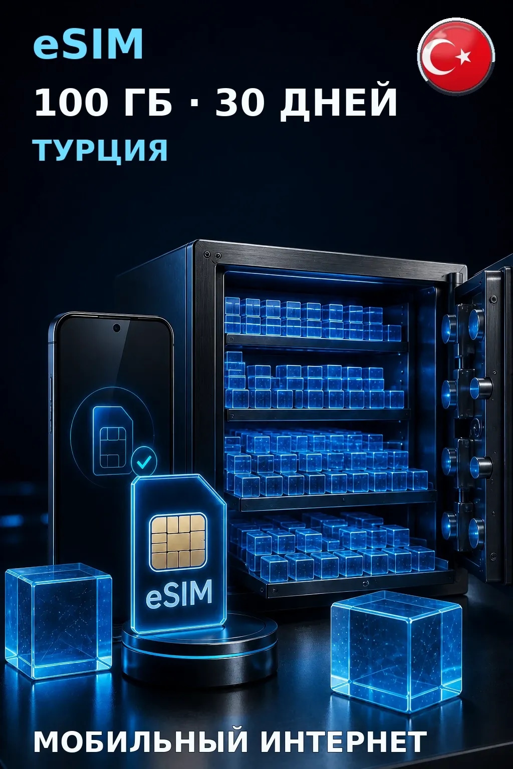 eSIM Турция — 100 ГБ, 30 дней — интернет