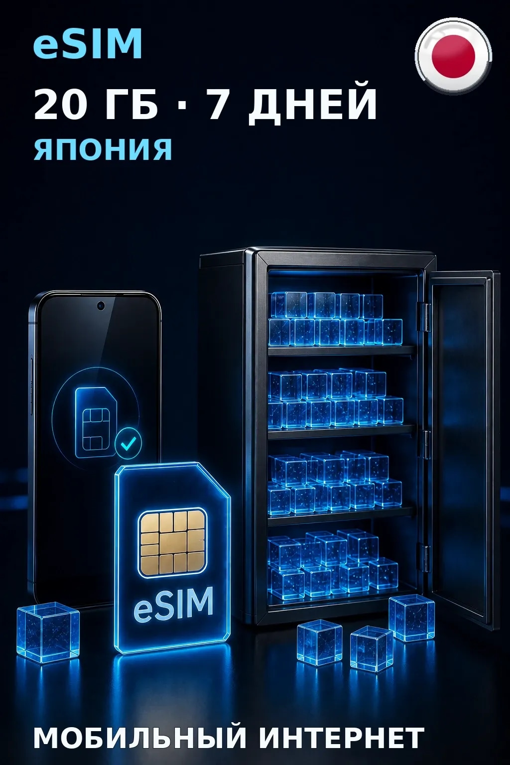eSIM Япония — 20 ГБ, 7 дней — интернет