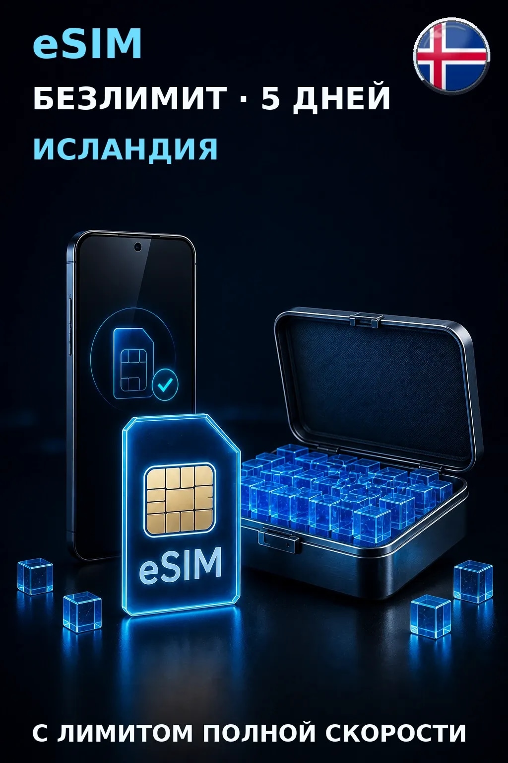 eSIM Исландия — БЕЗЛИМИТ, 5 дней — интернет