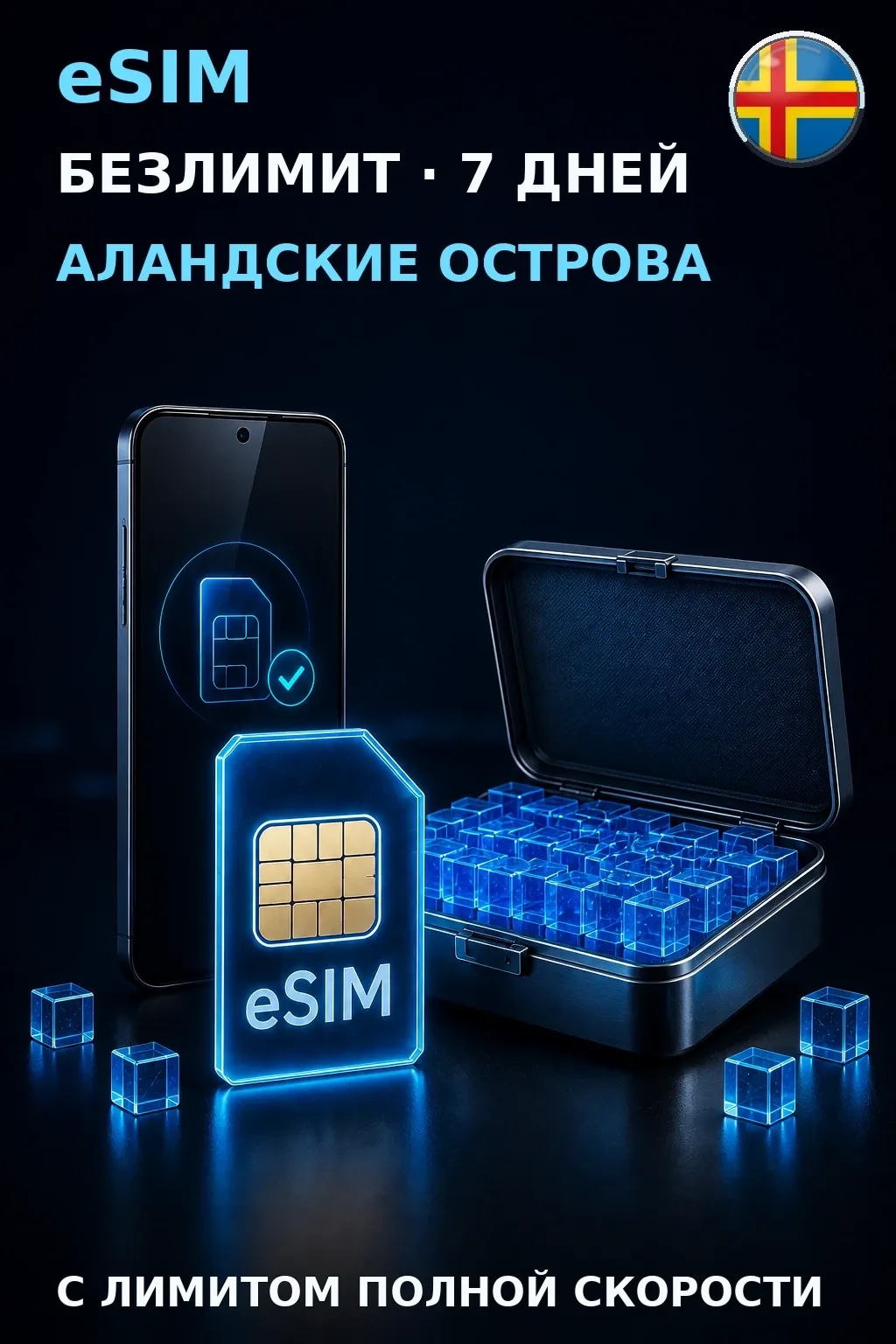 eSIM Аландские Острова — БЕЗЛИМИТ, 7 дней — интернет