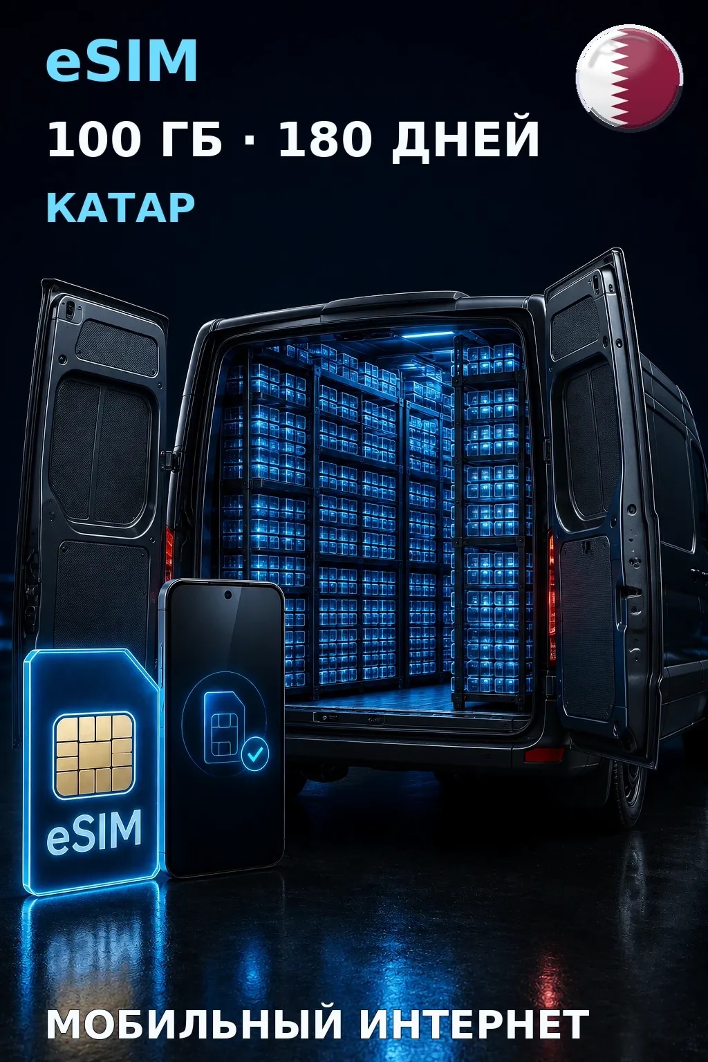 eSIM Катар — 100 ГБ, 180 дней — интернет