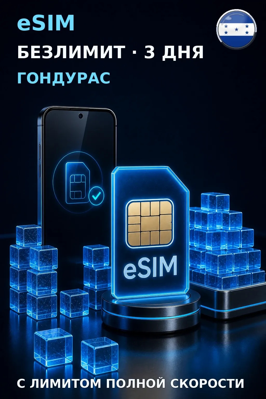 eSIM Гондурас — БЕЗЛИМИТ, 3 дня — интернет