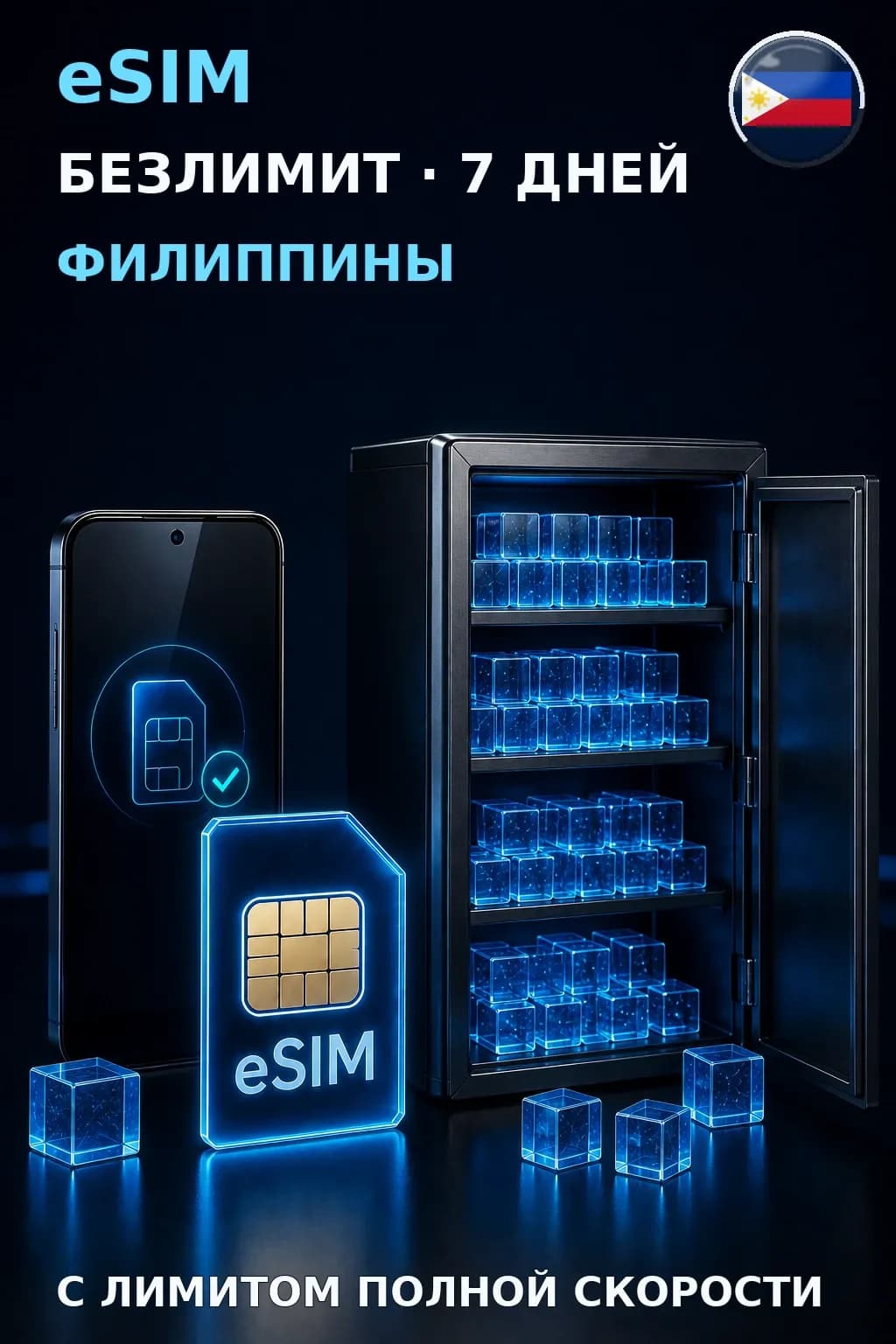 eSIM Филиппины — БЕЗЛИМИТ, 7 дней — интернет